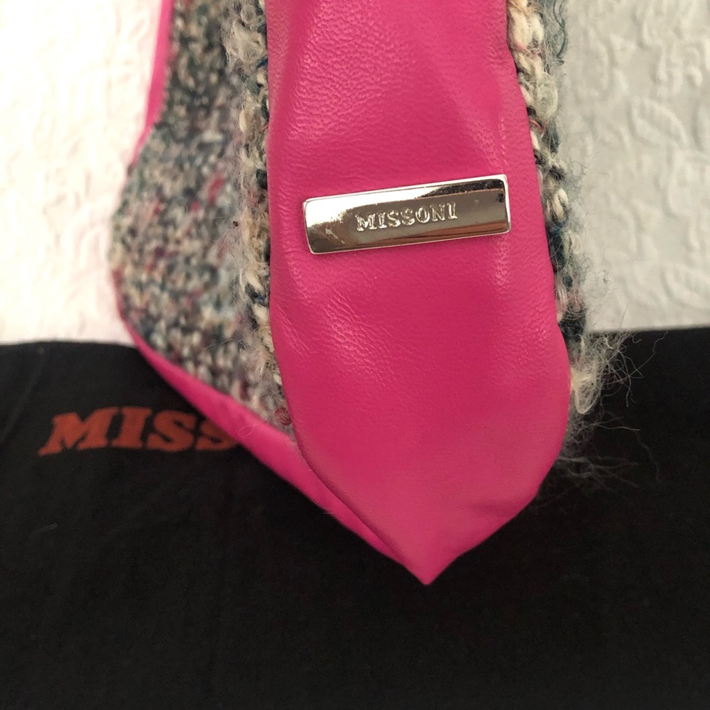 Missoni leather & wool bag. Pink, black, grey wool pattern, excellent condition - Picture 2 of 6